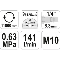 YATO SZLIFIERKA PNEUMATYCZNA KĄTOWA TARCZA 125MM