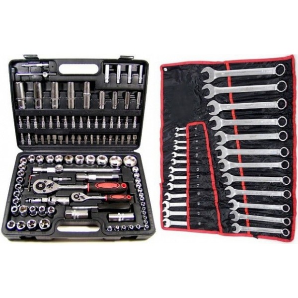 ZESTAW 108 EL KLUCZY +KLUCZE PŁASKO-OCZKOWE 25 SZT ZESTAW 108 EL KLUCZY +KLUCZE PŁASKO-OCZKOWE 25 SZT