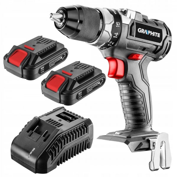 GRAPHITE Wiertarko-wkrętarka 18V 2x2Ah BEZSZCZOTKO GRAPHITE Wiertarko-wkrętarka 18V 2x2Ah BEZSZCZOTKO