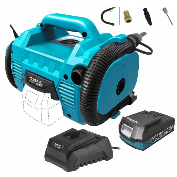 KOMPRESOR POWIETRZA aku DEDRA POMPKA 18V LED +2Ah KOMPRESOR POWIETRZA aku DEDRA POMPKA 18V LED +2Ah