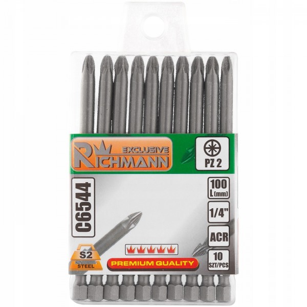 C6544 ZESTAW 10szt BITÓW PZ2 100mm C6544 ZESTAW 10szt BITÓW PZ2 100mm
