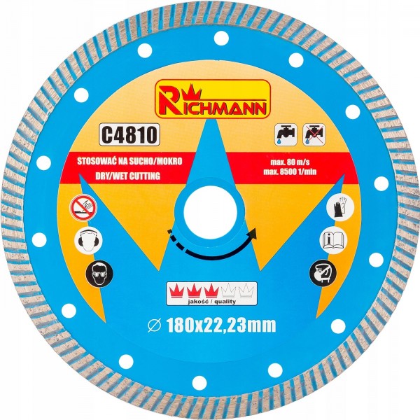 TARCZA DIAMENTOWA TURBO 180X22,23 MM RICHMANN