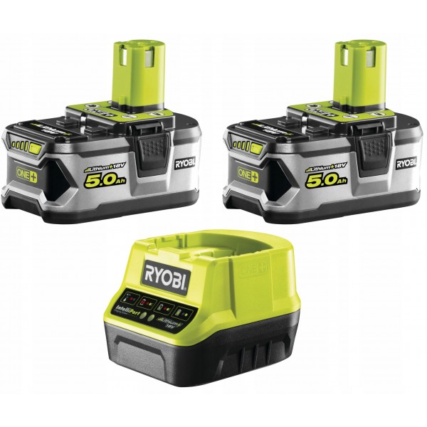 RYOBI ZESTAW AKUMULATOR 2 x 5,0 Ah + Ładowarka 18V