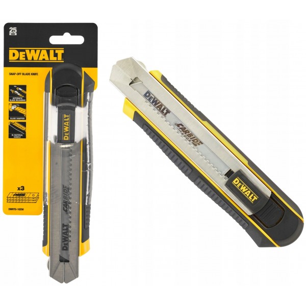 DEWALT DWHT0-10250 NÓŻ ŁAMANY 25MM + 3 OSTRZA DEWALT DWHT0-10250 NÓŻ ŁAMANY 25MM + 3 OSTRZA