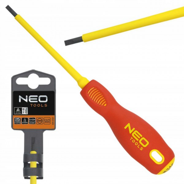 NEO WKRĘTAK ŚRUBOKRĘT PŁASKI 2,5 X 75MM 1000V NEO WKRĘTAK ŚRUBOKRĘT PŁASKI 2,5 X 75MM 1000V