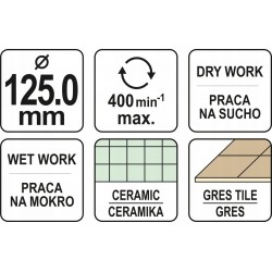 WIERTŁO DIAMENTOWE DO GRESU SZKŁA OTWORNICA 125 mm