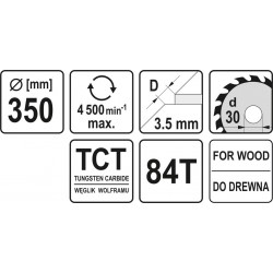 TARCZA WIDIOWA 350X84TX30 MM YT-6083 YATO
