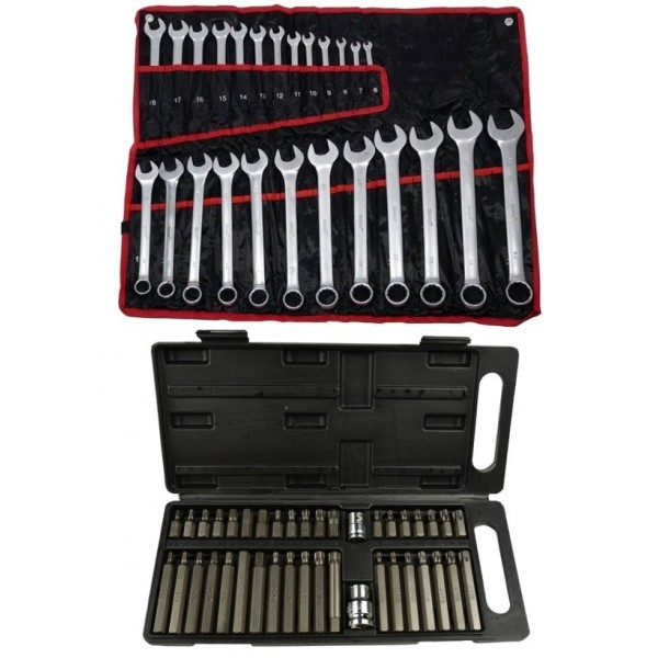Zestaw KLUCZY PŁASKO-OCZKOWYCH 25 el + TORX 41 el