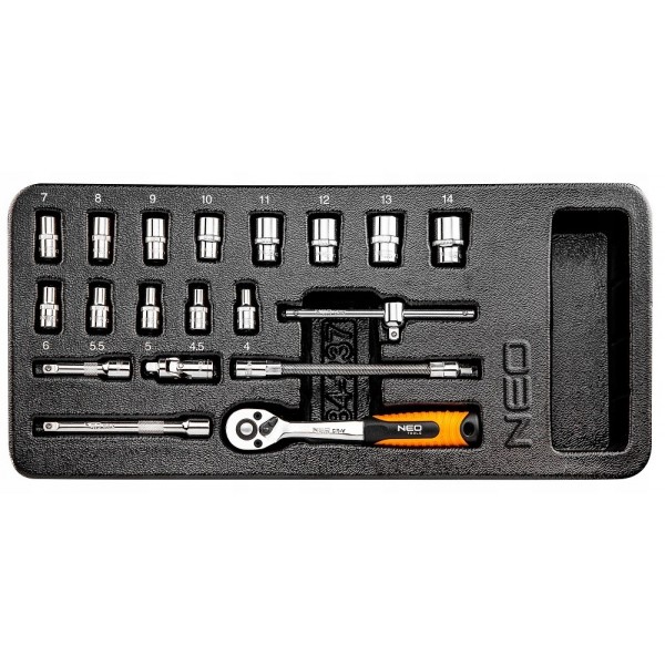 NEO WKŁAD KLUCZE NASADOWE 1/4" 19 SZT 84-237 NEO WKŁAD KLUCZE NASADOWE 1/4" 19 SZT 84-237