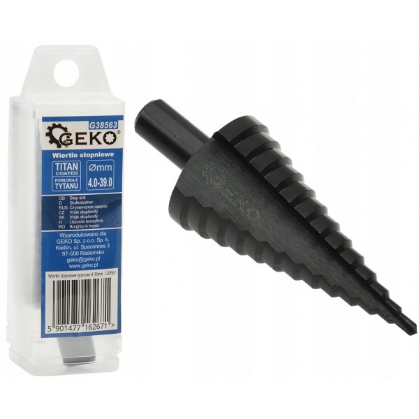 WIERTŁO STOPNIOWE STOŻKOWE TYTAN 4-39mm HSS 80mm WIERTŁO STOPNIOWE STOŻKOWE TYTAN 4-39mm HSS 80mm