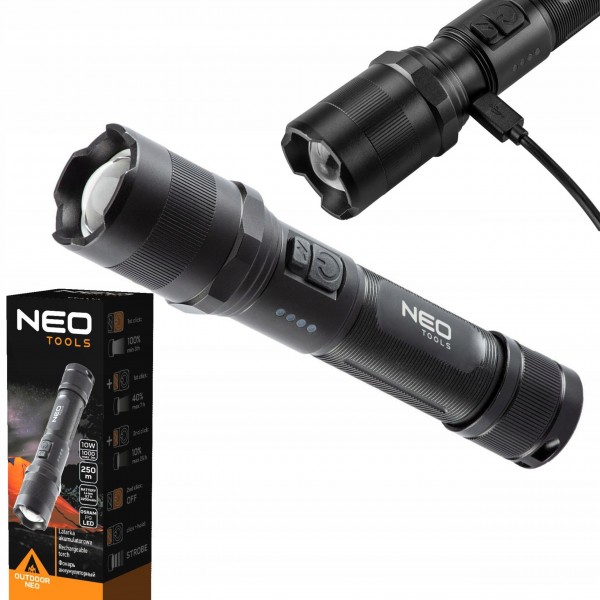 NEO LATARKA KLASYCZNA AKUMULATOROWA USB OSRAM P9 LED 1000LM 4 FUNKCE 99-035 NEO LATARKA KLASYCZNA AKUMULATOROWA USB OSRAM P9 LED 1000LM 4 FUNKCE 99-035