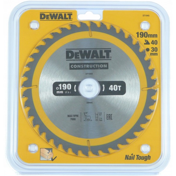 DEWALT TARCZA DO DREWNA DT1945 190mm x30mm 40Z