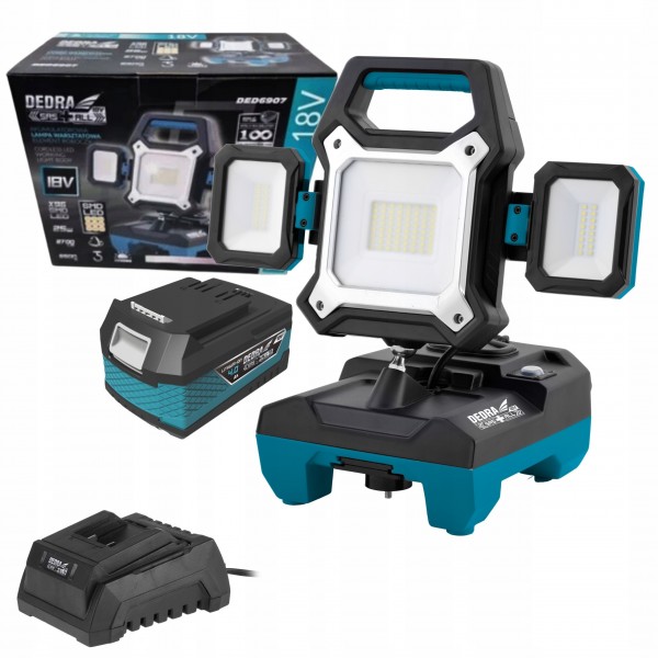 DEDRA LAMPA WARSZTATOWA AKU 18V 25W 2700LM +4Ah DEDRA LAMPA WARSZTATOWA AKU 18V 25W 2700LM +4Ah