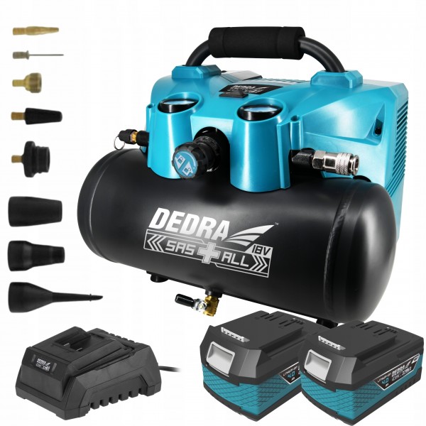 KOMPRESOR AKUMULATOROWY 6L DEDRA + 2x18V 4Ah 7077V KOMPRESOR AKUMULATOROWY 6L DEDRA + 2x18V 4Ah 7077V