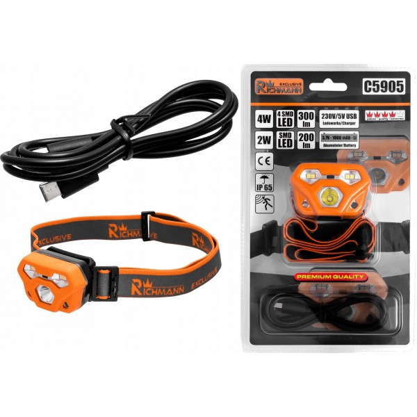 RICHMANN LATARKA CZOŁOWA CREE LED 4W+2LED CZUJNIK RICHMANN LATARKA CZOŁOWA CREE LED 4W+2LED CZUJNIK