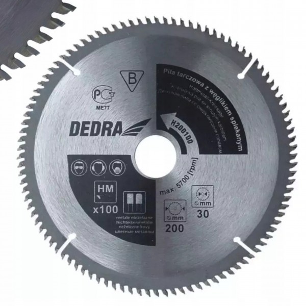DEDRA TARCZA PIŁA TARCZOWA WĘGLIK DO ALUMINIUM 250 254MM 100 ZĘBÓW H250100