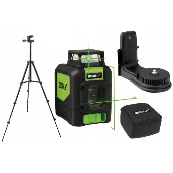 DEDRA LASER KRZYŻOWY POZIOMICA ZIELONY 360° STATYW