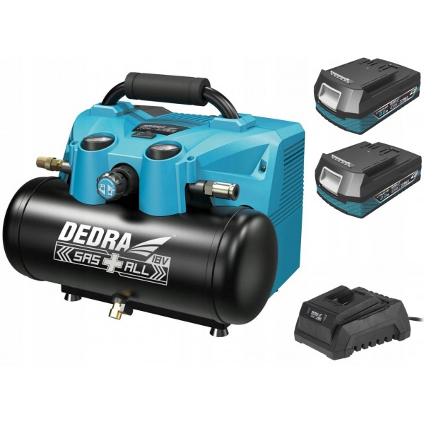 KOMPRESOR AKUMULATOROWY 6L DEDRA + 2x18V 2Ah 7077V KOMPRESOR AKUMULATOROWY 6L DEDRA + 2x18V 2Ah 7077V