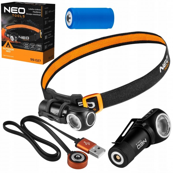 NEO LATARKA CZOŁOWA 600LM USB MAGNETYCZNE ŁADOWANIE CREE XPG3 LED 99-027 NEO LATARKA CZOŁOWA 600LM USB MAGNETYCZNE ŁADOWANIE CREE XPG3 LED 99-027