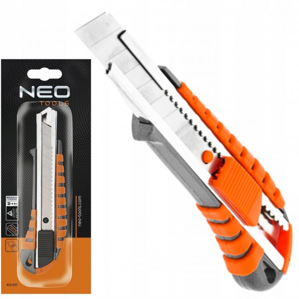 NEO NÓŻ Z OSTRZEM ŁAMANYM 18MM METAL KORPUS 63-011 NEO NÓŻ Z OSTRZEM ŁAMANYM 18MM METAL KORPUS 63-011