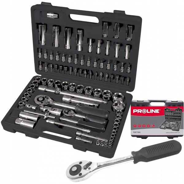 PROLINE ZESTAW 94el. KLUCZE NASADOWE i KOŃCÓWKI 1/2” 1/4” TORX BITY