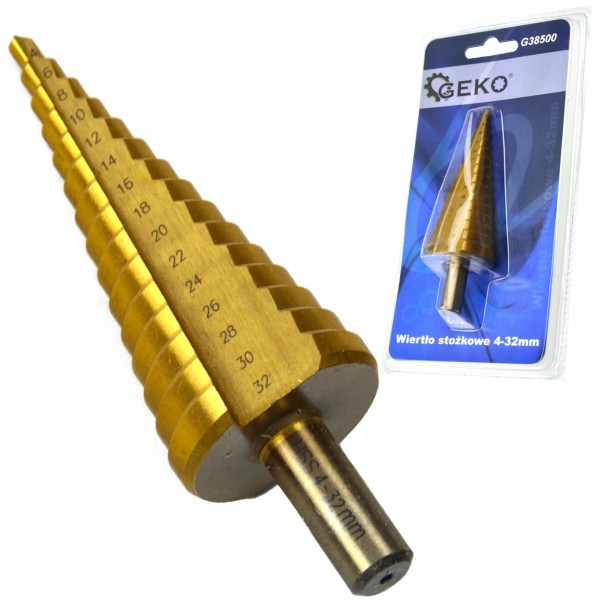 WIERTŁO STOŻKOWE STOPNIOWE CHOINKOWE TYTAN 4-32 mm WIERTŁO STOŻKOWE STOPNIOWE CHOINKOWE TYTAN 4-32 mm