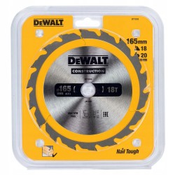 DEWALT TARCZA PIŁA DO DREWNA 165MM 20MM 18Z DT1933
