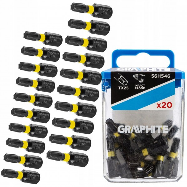 GRAPHITE BITY KOŃCÓWKI UDAROWE TORX TX25 25MM 20EL GRAPHITE BITY KOŃCÓWKI UDAROWE TORX TX25 25MM 20EL