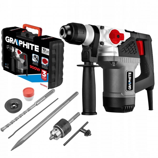 GRAPHITE MŁOT UDAROWY SDS+ 900W MŁOTOWIERTARKA 4J 3 FUNKCYJNY BIJAK WALIZKA GRAPHITE MŁOT UDAROWY SDS+ 900W MŁOTOWIERTARKA 4J 3 FUNKCYJNY BIJAK WALIZKA