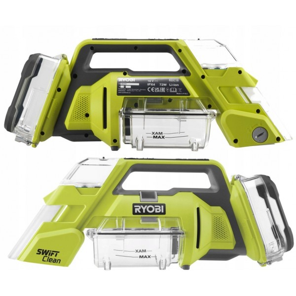 RYOBI RDC18-0 ODKURZACZ PIORĄCY AKUMULATOROWY 18V 480 l/min NA PŁYN 250ml RYOBI RDC18-0 ODKURZACZ PIORĄCY AKUMULATOROWY 18V 480 l/min NA PŁYN 250ml