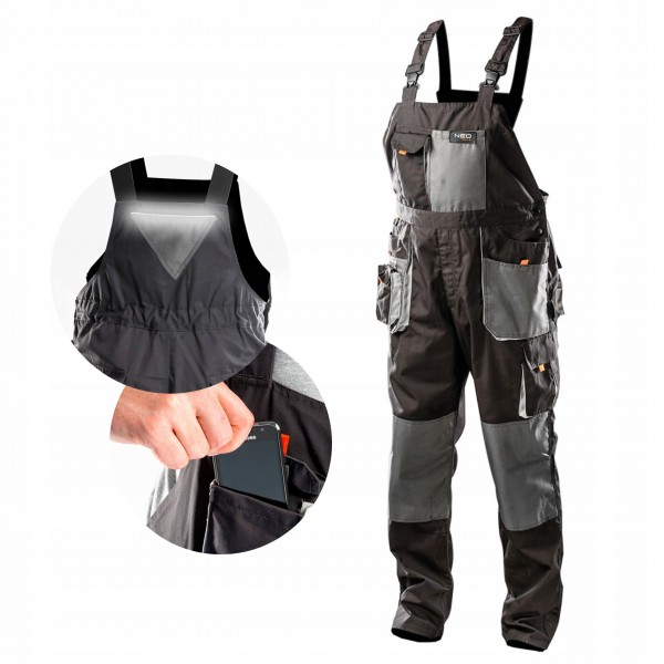 NEO SPODNIE ROBOCZE MONTERSKIE OGRODNICZKI HD NA SZELKACH 81-240 XXL/58 NEO SPODNIE ROBOCZE MONTERSKIE OGRODNICZKI HD NA SZELKACH 81-240 XXL/58