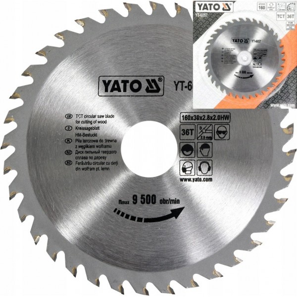 YATO TARCZA DO CIĘCIA DREWNA WIDIOWA 160x30mm 36T YATO YT-6057