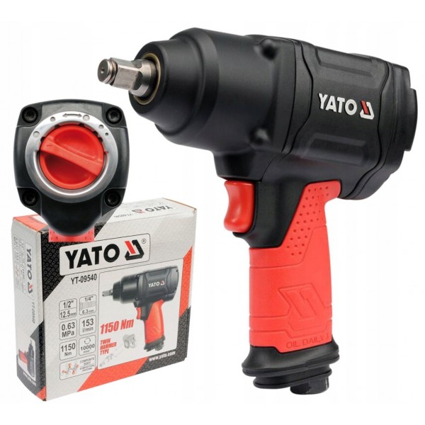 YATO YT-09540 KLUCZ PNEUMATYCZNY TWIN HAMMER 1150NM 1/2"DURALUMINIUM YATO YT-09540 KLUCZ PNEUMATYCZNY TWIN HAMMER 1150NM 1/2"DURALUMINIUM