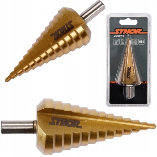 STHOR WIERTŁO STOŻKOWE STOPNIOWE HS TYTAN 4-39MM WIERTŁA STHOR WIERTŁO STOŻKOWE STOPNIOWE HS TYTAN 4-39MM WIERTŁA