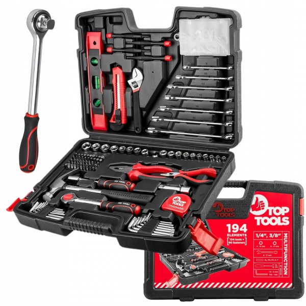 ZESTAW KLUCZE NASADOWE 1/4" 3/8" 194 EL NARZĘDZI WALIZKA 38D545 TORX ZESTAW KLUCZE NASADOWE 1/4" 3/8" 194 EL NARZĘDZI WALIZKA 38D545 TORX