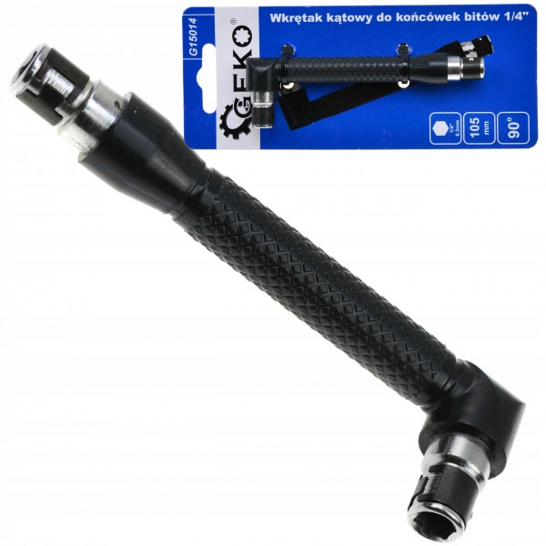 GEKO WKRĘTAK KĄTOWY UCHWYT DO KOŃCÓWEK BITÓW BITY 1/4" G15014 GEKO WKRĘTAK KĄTOWY UCHWYT DO KOŃCÓWEK BITÓW BITY 1/4" G15014