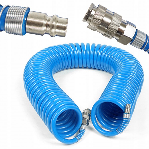 WĄŻ PRZEWÓD SPIRALNY PNEUMATYCZNY 10M DO KOMPRESOR PE 5x8mm NIEBIESKI