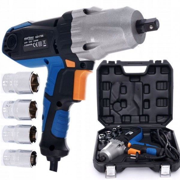 ELEKTRYCZNY KLUCZ UDAROWY 2200W 700Nm 1/2" DO KÓŁ WALIZNA + NASADKI KRAFT ELEKTRYCZNY KLUCZ UDAROWY 2200W 700Nm 1/2" DO KÓŁ WALIZNA + NASADKI KRAFT