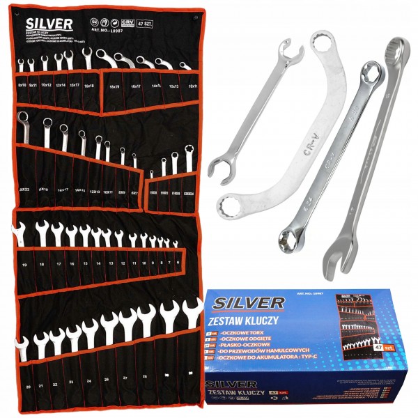 ZESTAW KLUCZY 47el PŁASKO-OCZK TYP C OCZKOWE WYGIĘTE TORX PÓŁOTWARTE S10987 ZESTAW KLUCZY 47el PŁASKO-OCZK TYP C OCZKOWE WYGIĘTE TORX PÓŁOTWARTE S10987
