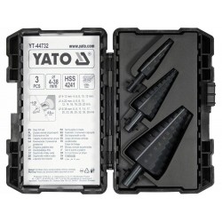 YATO ZESTAW WIERTEŁ STOPNIOWYCH STOŻKOWYCH HSS4241 DO METALU 3SZT. 4-38mm