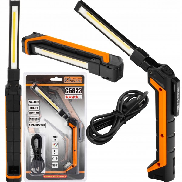 RICHMANN LATARKA DŁUGOPISOWA AKUM. SKŁADANA 2W + 1W MAGNETYCZNA USB C6823