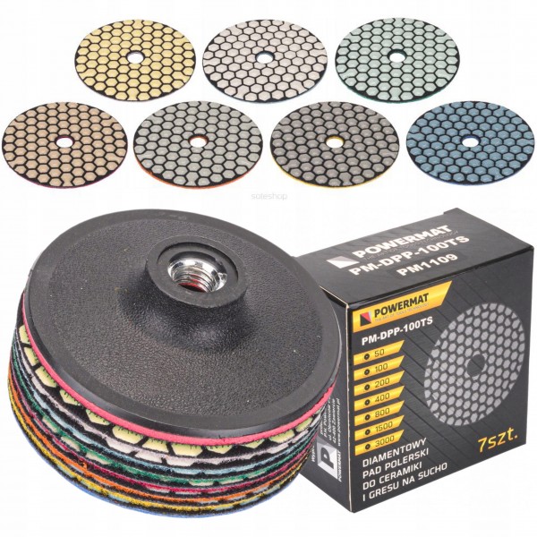 TARCZA DIAMENTOWA ZESTAW DO SZLIFOWANIA GRESU DYSK POWERMAT PM-DPP-100TS
