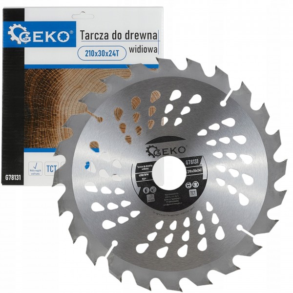 GEKO TARCZA DO DREWNA 210x30x24T WIDIOWA WIDIA WĘGLIKA WOLFRAMU TCT G78131