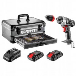 GRAPHITE ZESTAW WIERTARKO WKRĘTARKA 2x2ah 18V 10mm UCHWYT +109el WALIZKA