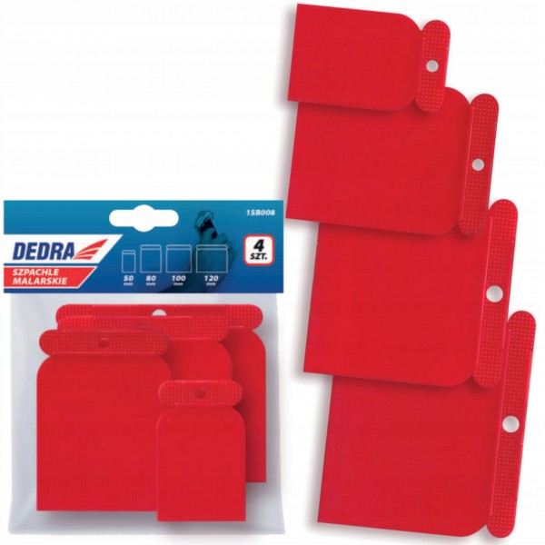DEDRA SZPACHLE MALARSKIE PLASTIKOWE ZESTAW 4SZT: 50, 80, 100, 120MM 15B008