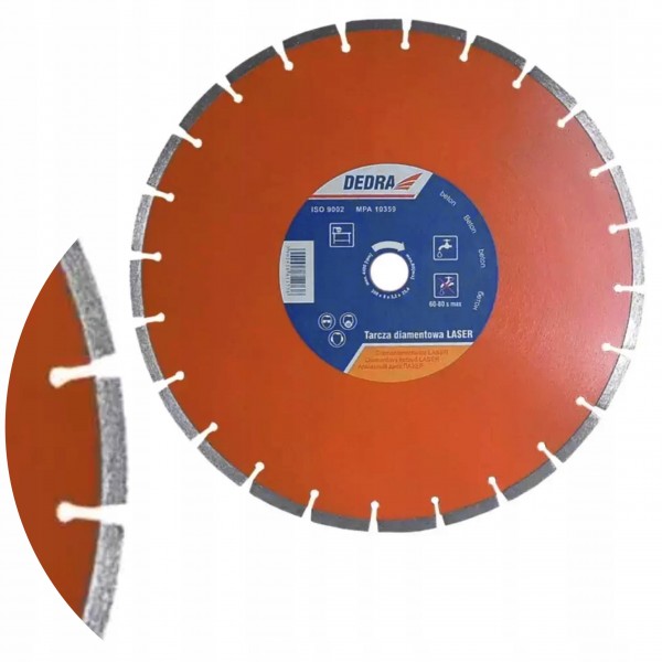 DEDRA TARCZA DIAMENT LASER DO ZBROJONY BETON KAMIEŃ 350x25,4MM DEDRA H1173