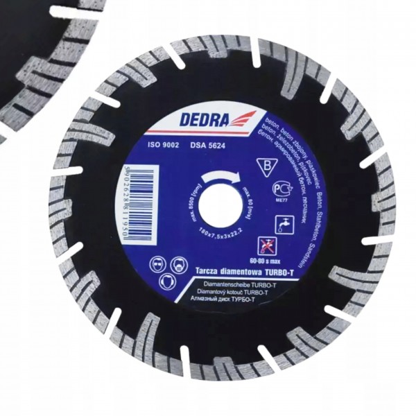 DEDRA TARCZA DIAMENTOWA DO ZBROJONY BETON KAMIEŃ TURBO-T 150x22,2MM H1194