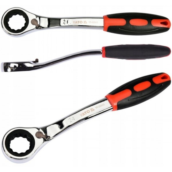 YATO KLUCZ OCZKOWY 24MM Z GRZECHOTKĄ GRZECHOTKA ODGIĘTY CrV 72ZĘBY YT-02385