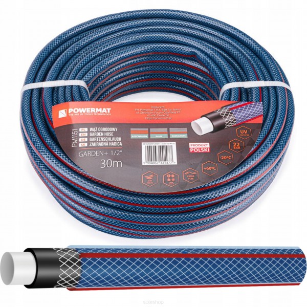 WĄŻ OGRODOWY 3-WARSTWOWY 25BAR 1/2'' 30M DO PODLEWANIA PRODUKT POLSKI