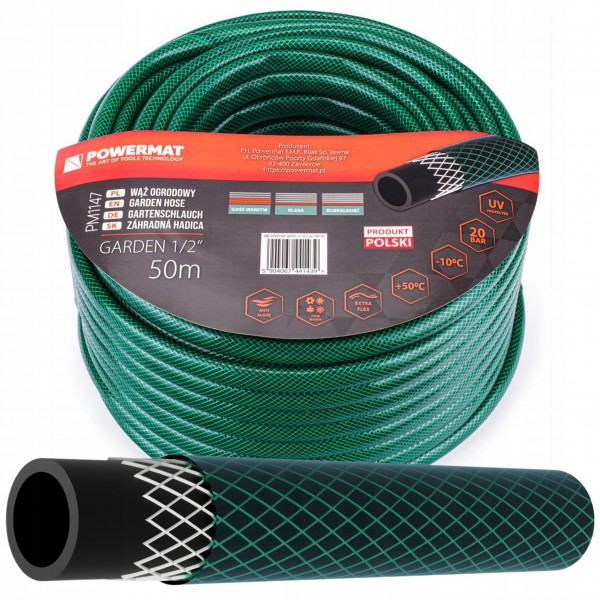 WĄŻ OGRODOWY 3-WARSTWOWY 20BAR 1/2" 50M DO PODLEWANIA PCV PRODUKT POLSKI WĄŻ OGRODOWY 3-WARSTWOWY 20BAR 1/2" 50M DO PODLEWANIA PCV PRODUKT POLSKI